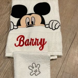 Mickey Mouse Bath Towel and Hand Wash Cloth- Customized Barry